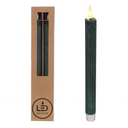LED Pencil kaars Ø2.1 h. 25cm mosgroen (Set 2 st) [IFS-32580]