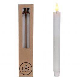 LED Pencil kaars Ø2.1 h. 25cm wit (Set 2 st) [IFS-32587]