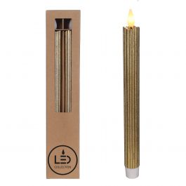 LED Pencil kaars Ø2.1 h. 25cm goud (Set 2 st) [IFS-32592]