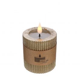 LED Pillar kaars Ø7 h. 7,5cm goud (1 st) [IFS-32612]