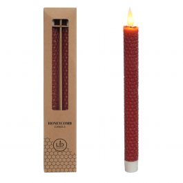 LED honeycomb kaars Ø2.2 h. 25cm Burgundy (set 2 st) [IFS-32681]