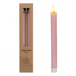 LED honeycomb kaars Ø2.2 h.25cm roze (set 2 st) [IFS-32684]