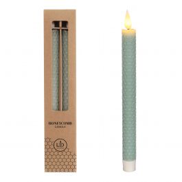 LED honeycomb kaars Ø2.2 h. 25cm Eucalyptus Groen (set 2 st) [IFS-32685]
