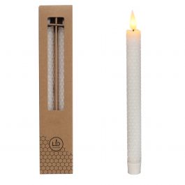 LED honeycomb kaars Ø2.2 h. 25cm wit (set 2 st) [IFS-32687]