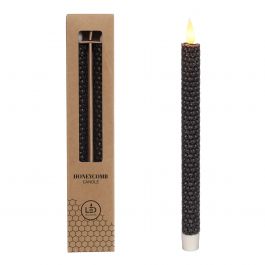 LED honeycomb kaars Ø2.2 h. 25cm zwart (set 2 st) [IFS-32688]