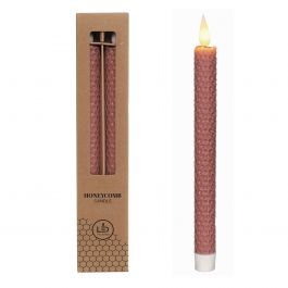 LED honeycomb kaars Ø2.2 h. 25cm Mauve (set 2 st) [IFS-32689]