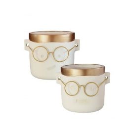 Plantenpot met Bril Goud 2 ass. Ø14 h:13,5 cm (6 stuks) [IFS-33185]