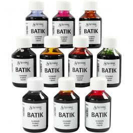 Batikverf, diverse kleuren, 10x100 ml/ 1 doos [HOB-33341]