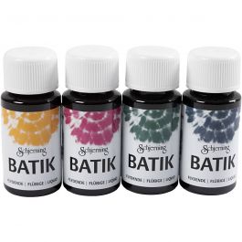 Batikverf, marineblauw, groen, roze, oranje geel, 4x50 ml/ 1 doos [HOB-33352]