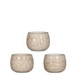 Plantenpot Mila craquele glazuur Creme 7cm hoog (9 st.) [IFS-33507]