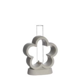Cement basis Bloem met glazen buis 10x15cm 4cm diep (1 pc) [IFS-34010]
