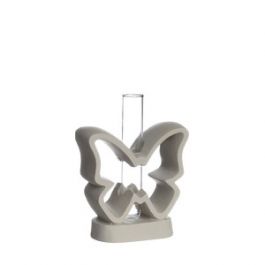 Cement Basis Vlinder met Glazen Buis 10x14cm 4cm diep (1 stuks) [IFS-34011]