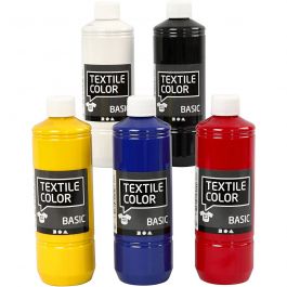 Textielkleur, primair kleuren, 5x500 ml/ 1 doos [HOB-34156]