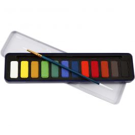 Aquarelset, afm 12x30 mm, diverse kleuren, 12 kleur/ 1 doos [HOB-34236]