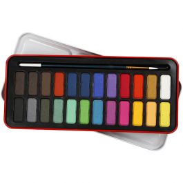 Aquarelset, afm 12x30 mm, diverse kleuren, 24 kleur/ 1 doos [HOB-34237]