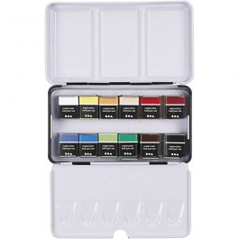 Art Aquarelverf, ½-pan, afm 10x15x20 mm, standaardkleuren, 12 kleur/ 1 doos [HOB-34244]