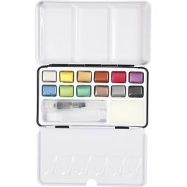 Art Aquarelverf, metallic kleuren, 12 kleur/ 1 doos [HOB-34246]
