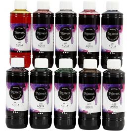 Vloeibare Aquarelverf, diverse kleuren, 10x250 ml/ 1 doos [HOB-34398]