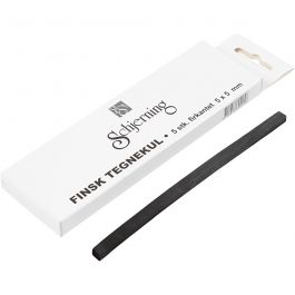 Houtskool sticks, L: 15 cm, afm 5x5 mm, 5 stuk/ 1 doos [HOB-34470]