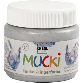 Mucki Vingerverf, zilver metallic, 150 ml/ 1 Doosje [HOB-34752]