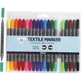 Textielstiften, lijndikte 2,3+3,6 mm, standaardkleuren, 20 stuk/ 1 doos [HOB-34817]