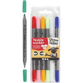 Textielstiften, lijndikte 2,3+3,6, diverse kleuren, 6 stuk/ 1 doos [HOB-348394]
