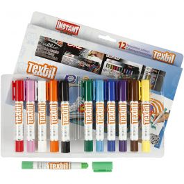 Playcolor textielverf, L: 14 cm, diverse kleuren, 5 gr, 12 stuk/ 1 doos [HOB-34860]