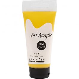 Acryl Verf, semi-glanzend, semi-dekkend, primair geel, 75 ml/ 1 fles [HOB-35143]