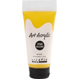 Acryl Verf, semi-glanzend, semi-dekkend, primair geel, 75 ml/ 1 fles [HOB-35143]