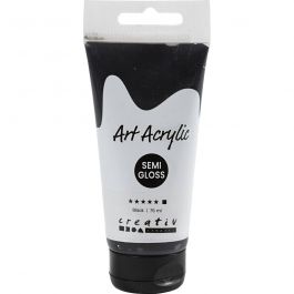 Acryl Verf, semi-glanzend, dekkend, zwart, 75 ml/ 1 fles [HOB-35158]