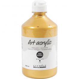 Acryl Verf, semi-glanzend, dekkend, goud, 500 ml/ 1 fles [HOB-35434]