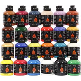 Acryl Verf , semi-glanzend, diverse kleuren, 24x500 ml/ 1 doos [HOB-35480]