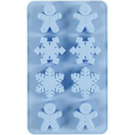 Siliconen vormen, ijskristallen en cookieman, H: 2,5 cm, L: 3 cm, B: 4,5 cm, 12,5 ml, 1 stuk [HOB-37130]