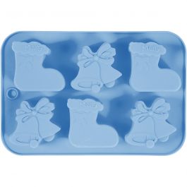 Silicone vormen, Kerstsokken en bellen, gatgrootte 60x75 mm, 12,5 ml, 1 stuk [HOB-37131]