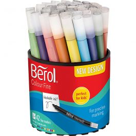 Berol Colourfine, d 10 mm, lijndikte 0,3-0,7 mm, diverse kleuren, 42 stuk/ 1 Doosje [HOB-37230]