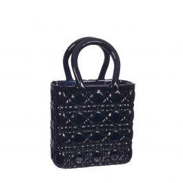 Handtas vaas Elysee glazen handvat l.14 x b.9,5 x h.22 cm donkerblauw (1 st) [IFS-37234]