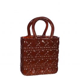 Handtas vaas Elysee glazen handvat l.14 x b.9,5 x h.22 cm mahonie (1 st) [IFS-37236]