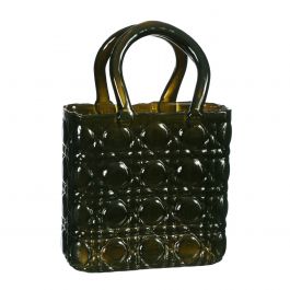 Handtas vaas Elysee glazen handvat l.19 x b.11 x h.28 cm donkergroen (1 st) [IFS-37245]
