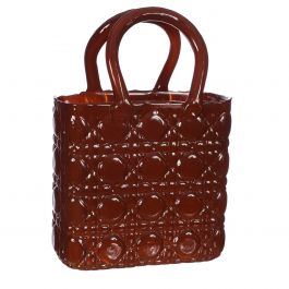 Handtas vaas Elysee glazen handvat l.19 x b.11 x h.28 cm mahonie (1 st) [IFS-37246]