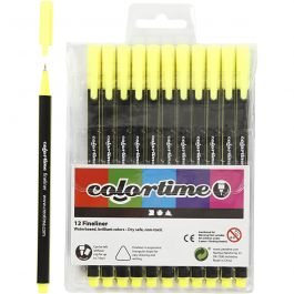 Colortime fineliners, lijndikte 0,6-0,7 mm, geel, 12 stuk/ 1 doos [HOB-373637]