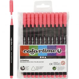 Colortime fineliners, lijndikte 0,6-0,7 mm, roze, 12 stuk/ 1 doos [HOB-373639]