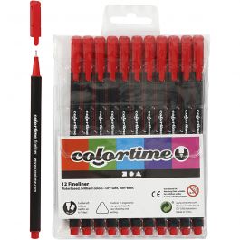 Colortime fineliners, lijndikte 0,6-0,7 mm, rood, 12 stuk/ 1 doos [HOB-373640]