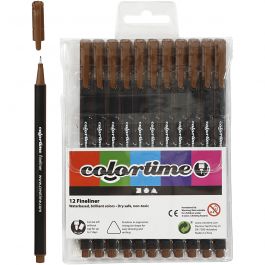 Colortime fineliners, lijndikte 0,6-0,7 mm, bruin, 12 stuk/ 1 doos [HOB-373642]