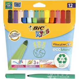 BIC Visa Color Kleurstiften, lijndikte 3 mm, diverse kleuren, 12 stuk/ 1 doos [HOB-37490]