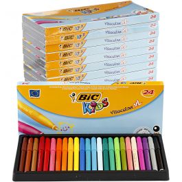 BIC Visa Color Kleurstiften, lijndikte 3 mm, diverse kleuren, 12x24 stuk/ 1 doos [HOB-37498]