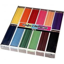 Colortime Kleurpotloden, L: 17,45 cm, vulling 3 mm, diverse kleuren, 12x24stuk/ 1 doos [HOB-38092]