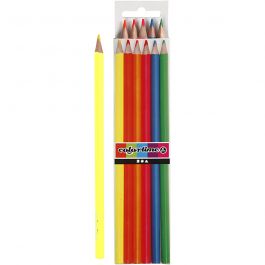 Colortime Kleurpotloden, L: 17,45 cm, vulling 3 mm, neon kleuren, 6 stuk/ 1 doos [HOB-38096]