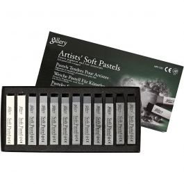 Gallery Soft Pastel Set, L: 6,5 cm, dikte 10 mm, zwart/wit harmonie, 12 stuk/ 1 doos [HOB-38160]