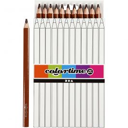 Kleurpotloden, L: 17,45 cm, vulling 5 mm, JUMBO, bruin, 12 stuk/ 1 doos [HOB-38180]