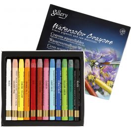 Aquarelkrijt, L: 9,3 cm, diverse kleuren, 12 stuk/ 1 doos [HOB-38284]